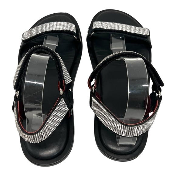 Staud Betty Rhinestone Black Leather Sporty Outdoor Sandals Womens 40 - Picture 9 of 14